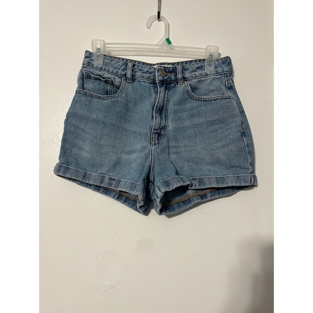 PacSun Light Blue High Waisted Denim Mom Shorts Size 27 Rolled Cuff Cotton